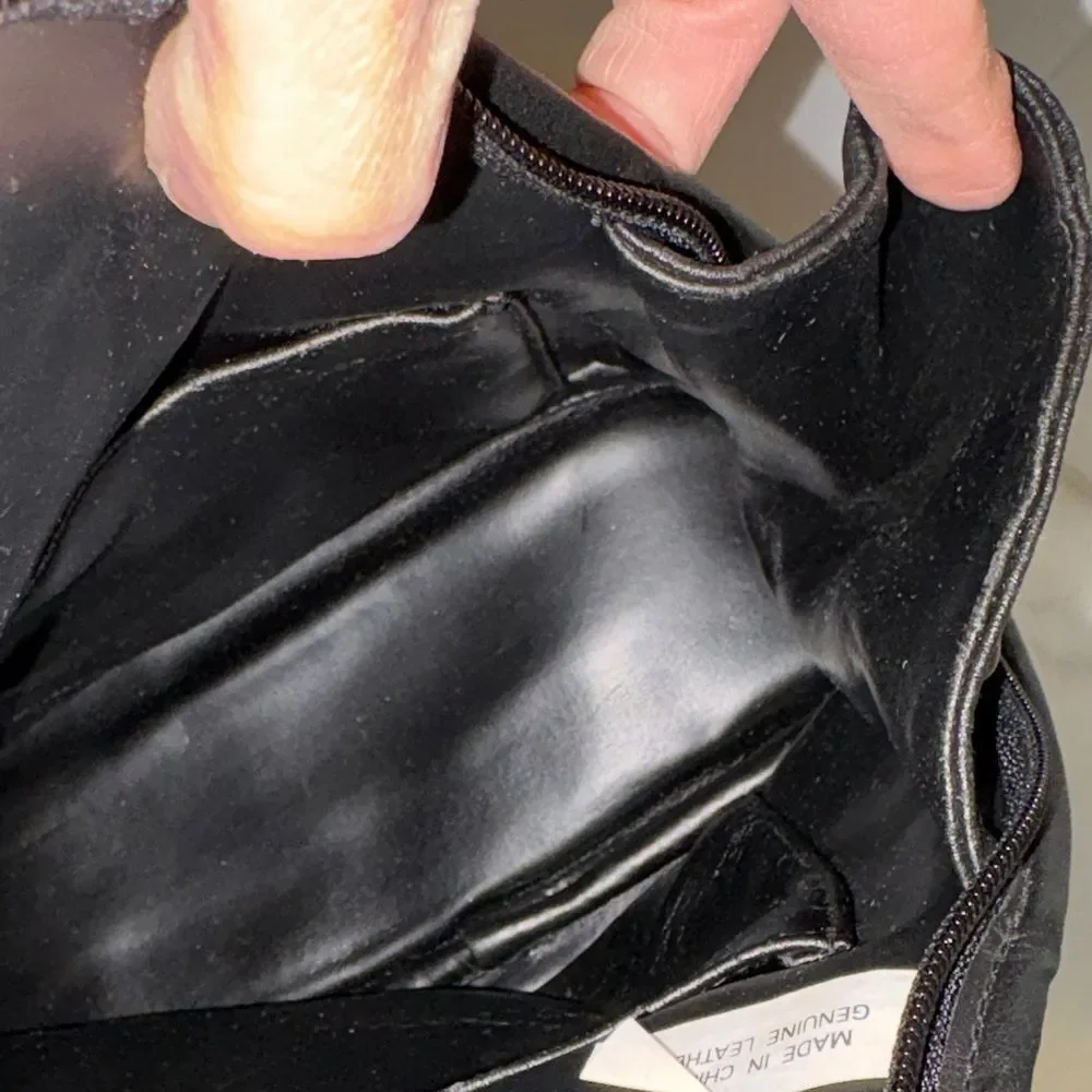 Tignanello Black Leather Sling Backpack Convertible Travel Bag
